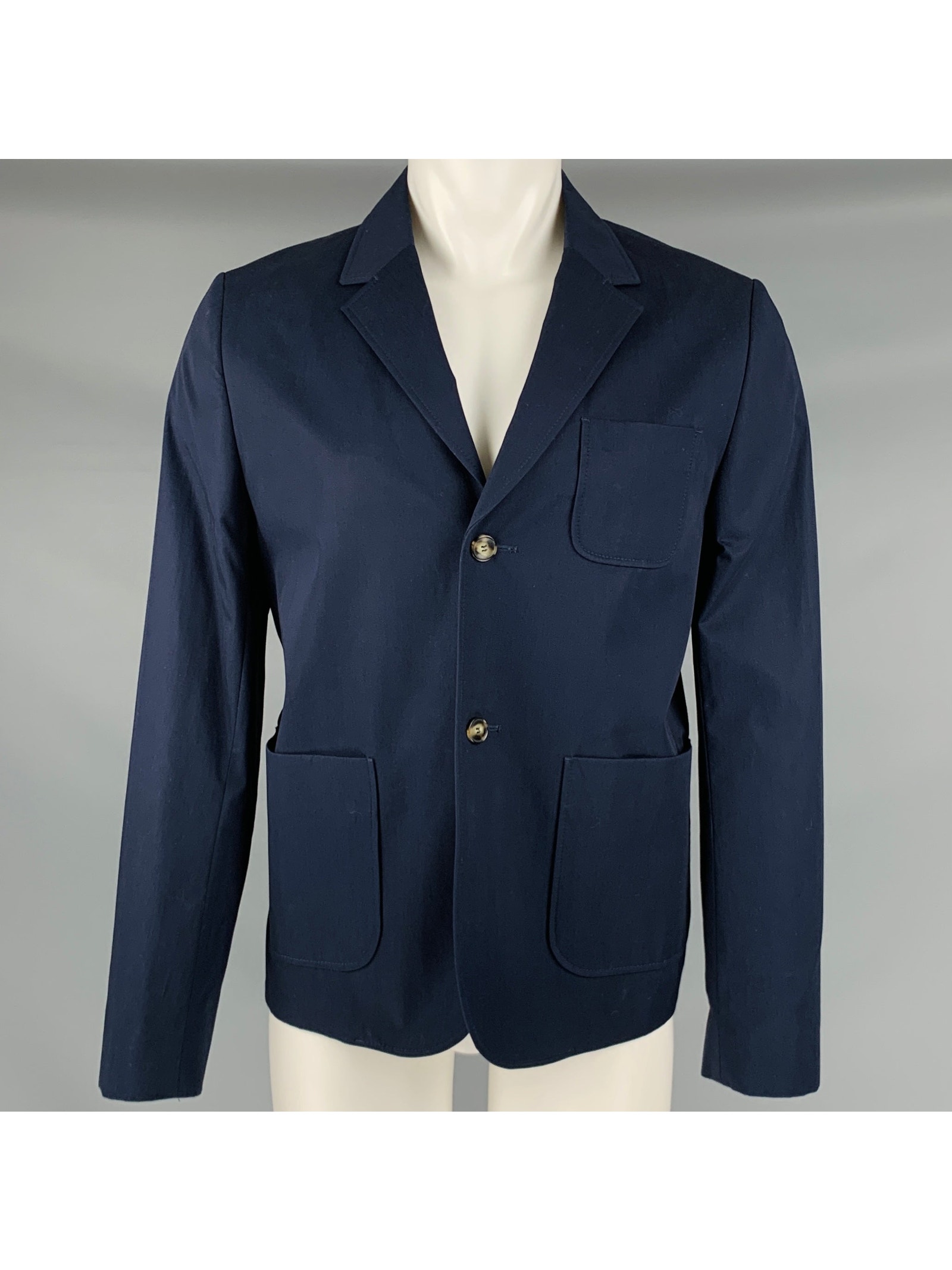 Carven Size 40 Navy Cotton Single Breasted Jacket